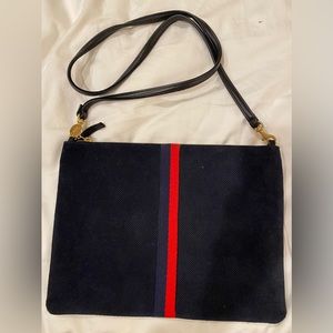 Clare V navy / red stripe suede crossbody bag perfect condition
